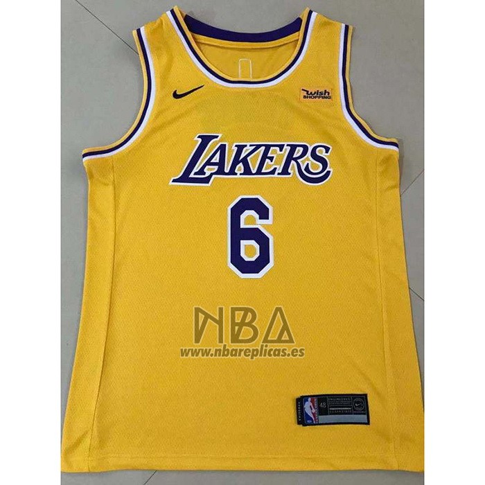 Camiseta Los Angeles Lakers LeBron James NO 6 Icon 2021-22 Amarillo